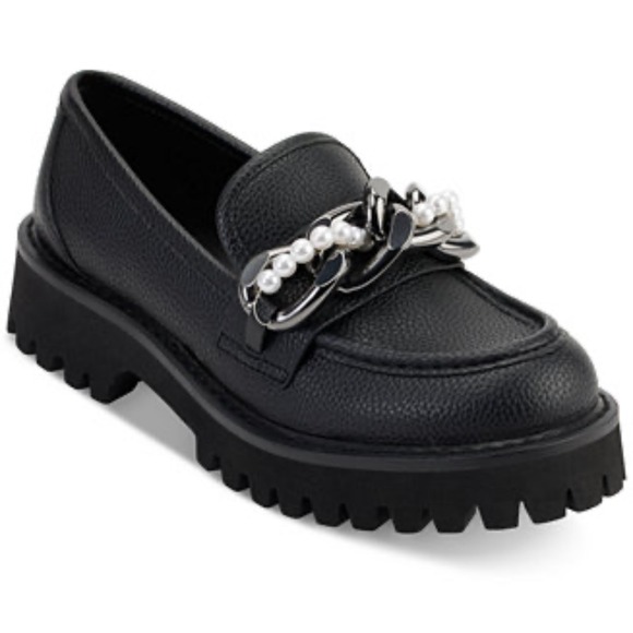 Karl Lagerfeld Shoes - Womens Karl Lagerfeld Paris Gemsy slip-on embellished lug loafer black leather 8